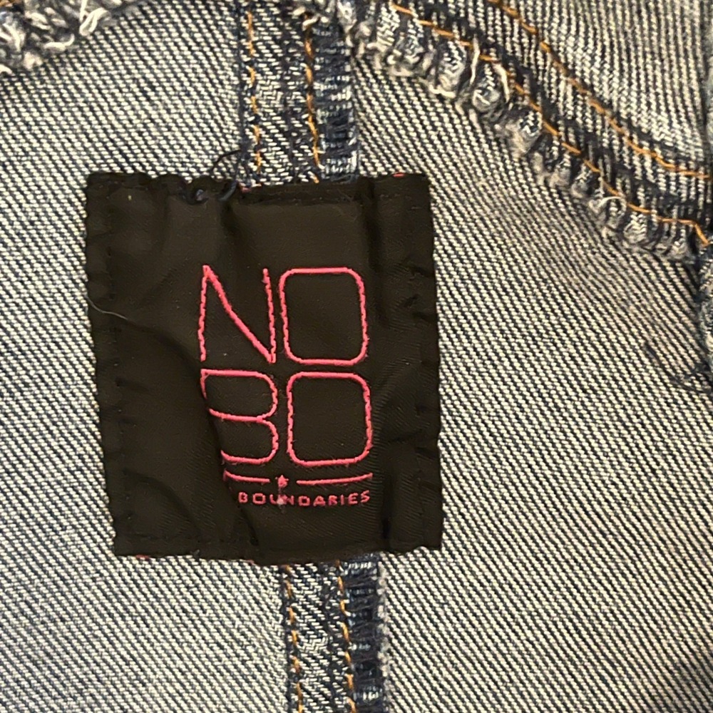 NoBo Womens Distressed Denim Shortalls Overalls M 7-9 Y2K Festival Cutoffs Jeans - Picture 7 of 10